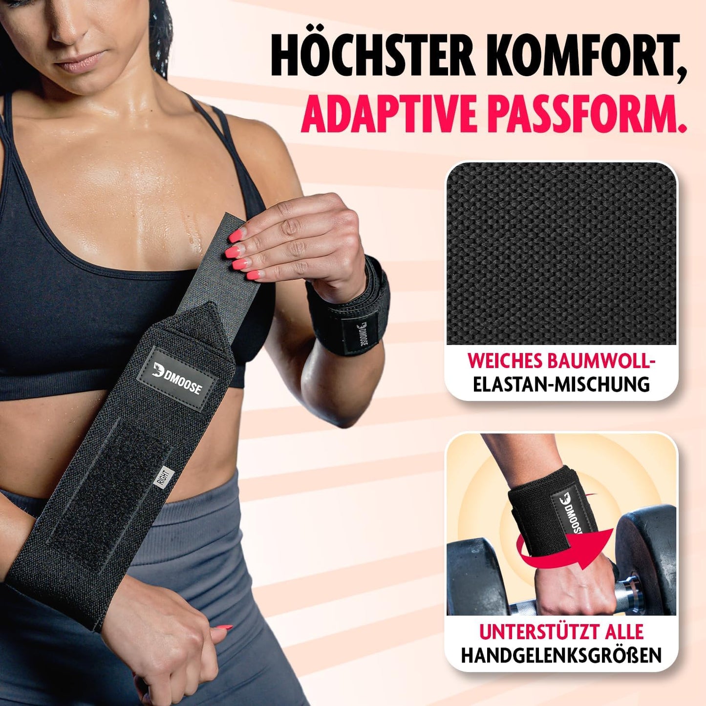 Wrist Wraps, Avoid Injury and Maximize Grip with Thumb Loop, 18" or 12" Gym Straps Pair, Wrist Straps for Weightlifting, Powerlifting, Bench Press, Bodybuilding, Deadlift Straps for Men & Women