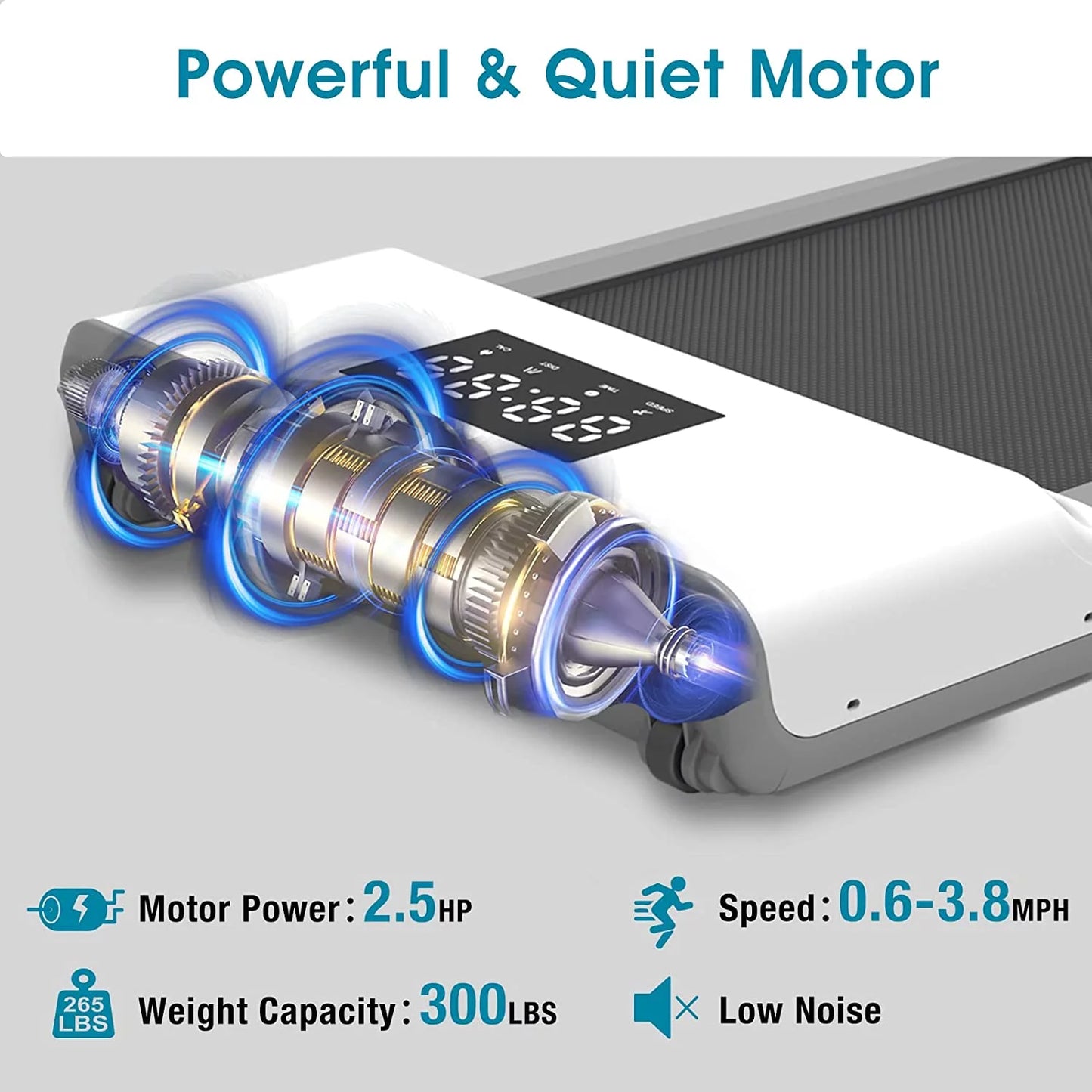 Walking Pad, 0.6-3.8 Mph, under Desk Walking Treadmill with Remote Control LED Display, Powerful and Quiet 2.5HP Motor for Home Office Use(White)
