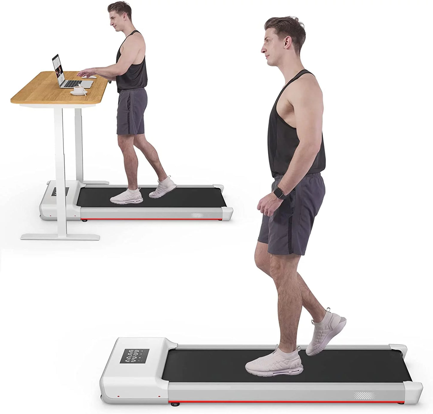 Walking Pad, 0.6-3.8 Mph, under Desk Walking Treadmill with Remote Control LED Display, Powerful and Quiet 2.5HP Motor for Home Office Use(White)