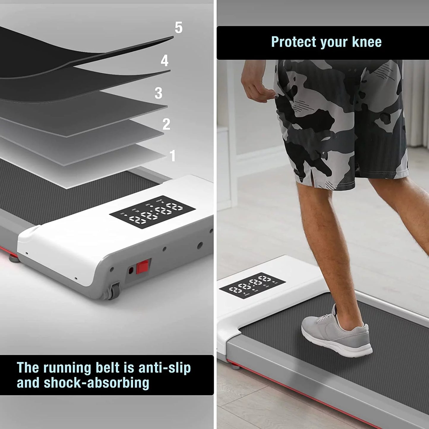 Walking Pad, 0.6-3.8 Mph, under Desk Walking Treadmill with Remote Control LED Display, Powerful and Quiet 2.5HP Motor for Home Office Use(White)