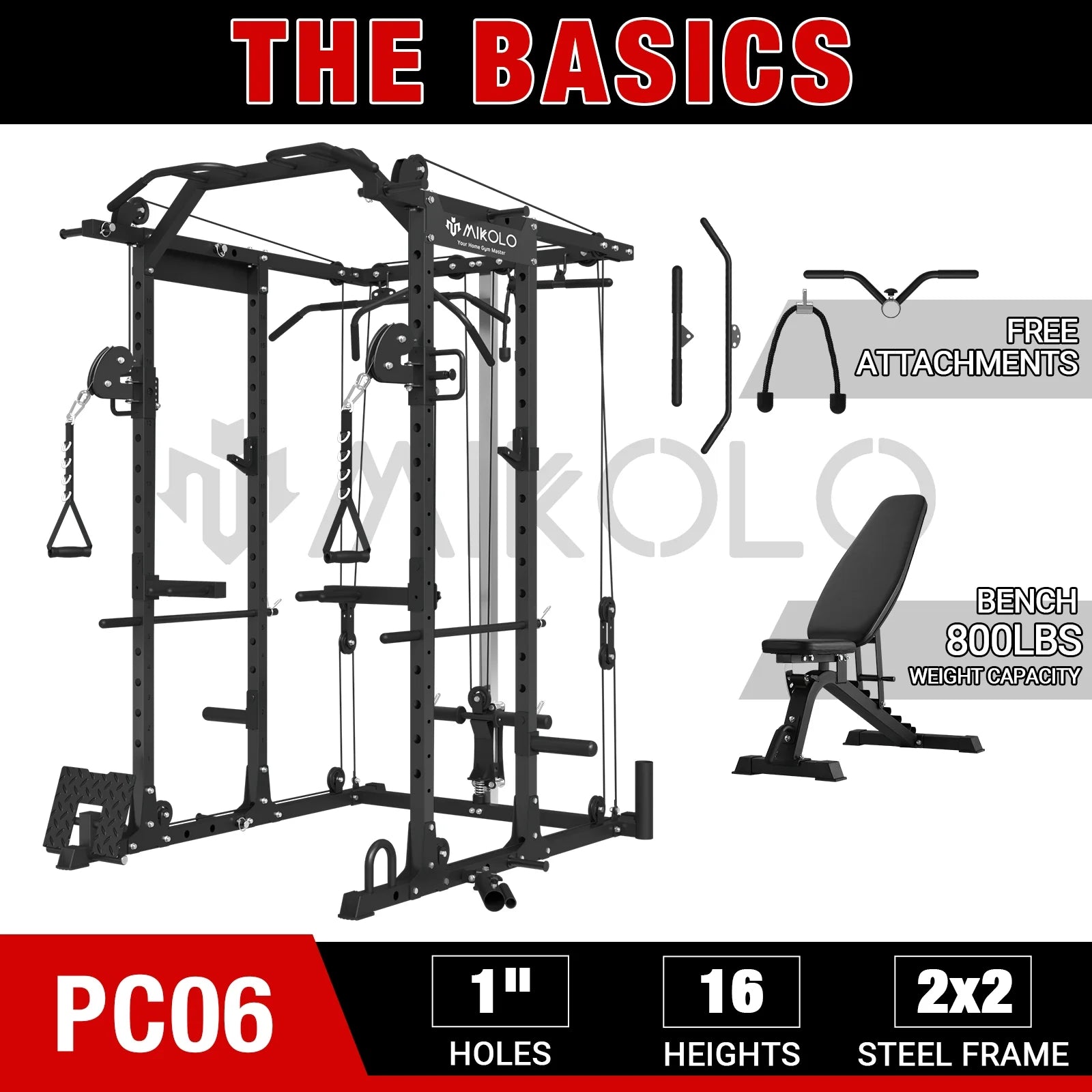 Power Rack Cage, 1500LBS Weight Cage with 800LB Capacity