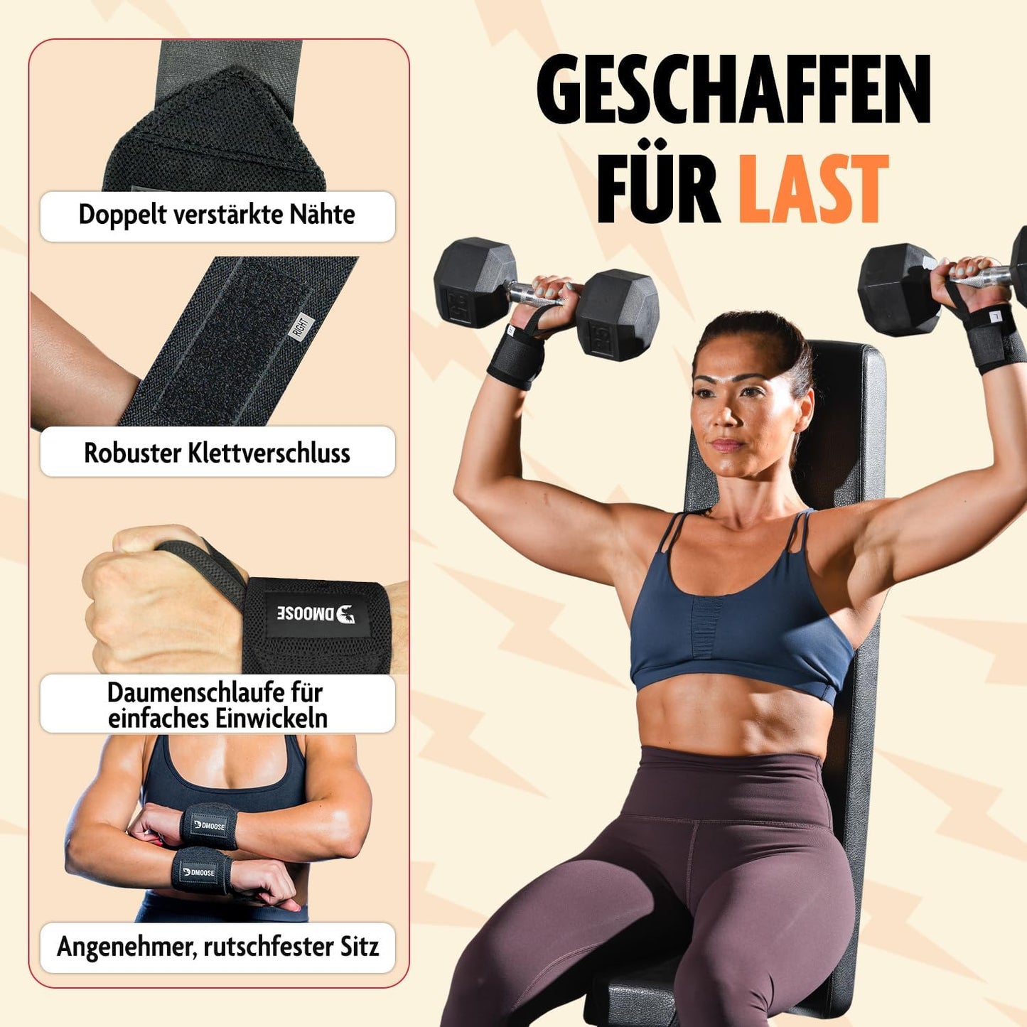 Wrist Wraps, Avoid Injury and Maximize Grip with Thumb Loop, 18" or 12" Gym Straps Pair, Wrist Straps for Weightlifting, Powerlifting, Bench Press, Bodybuilding, Deadlift Straps for Men & Women
